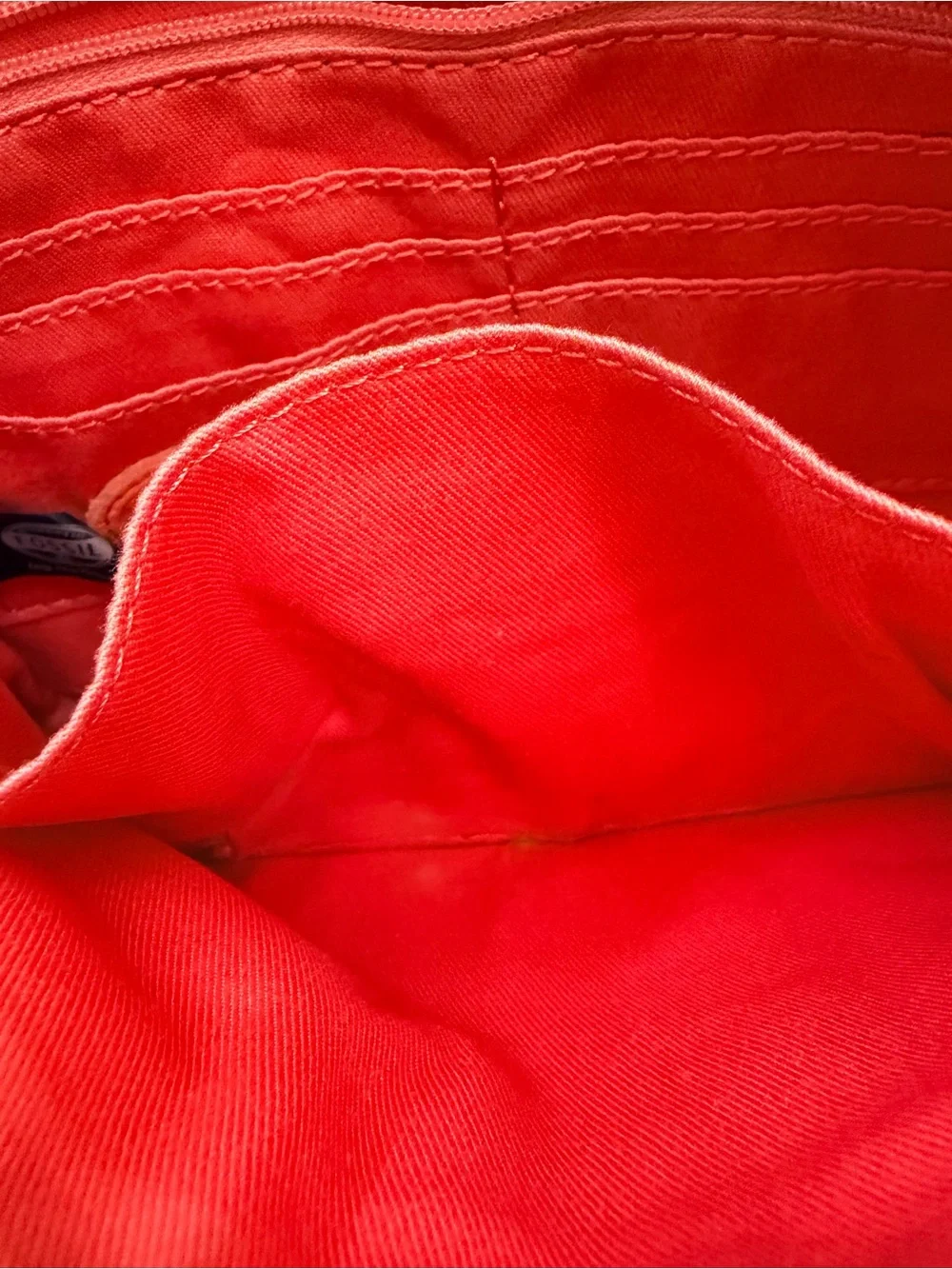 Fossil Orange Leather Zip Crossbody